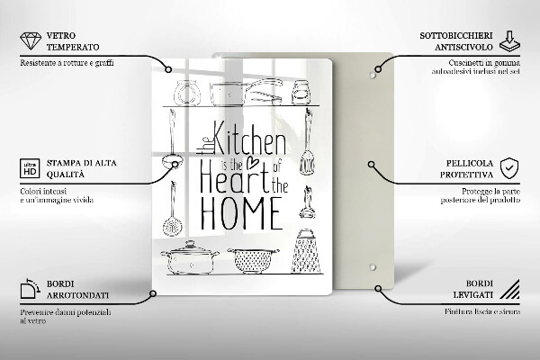 Tábua de corte de vidro Inscrição, frase