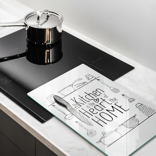 Tábua de corte de vidro Inscrição, frase