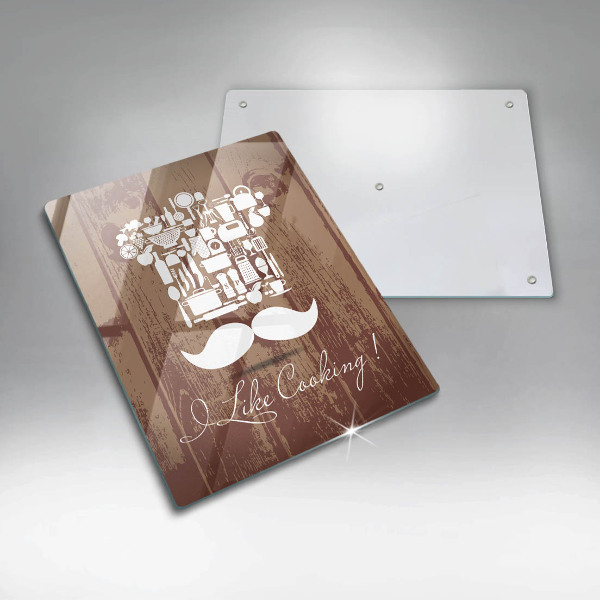 Tábua de cortar de vidro A inscrição eu gosto de cozinhar