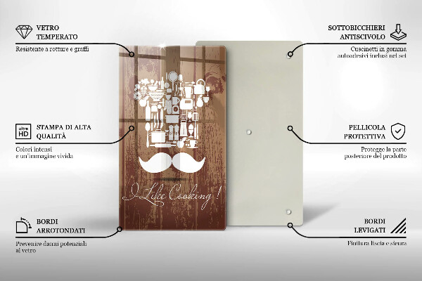 Tábua de cortar de vidro A inscrição eu gosto de cozinhar