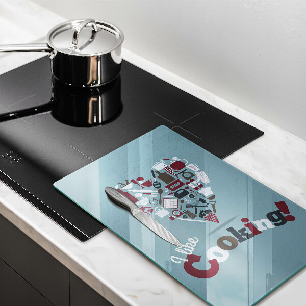 Tábua de corte A inscrição eu gosto de cozinhar