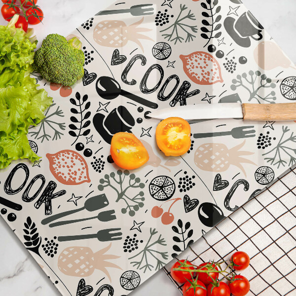 Tábua de cortar Motivo de cozinha de desenho animado