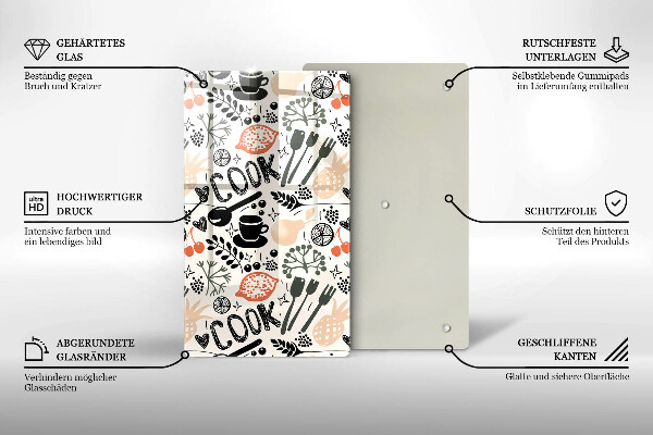 Tábua de cortar Motivo de cozinha de desenho animado