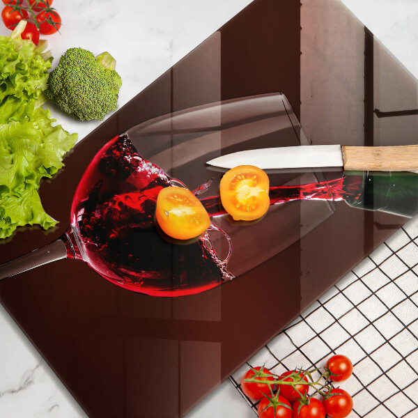 Tábua de vidro Um copo de vinho