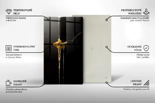 Tábua de cortar de vidro Uma colher de chá de mel