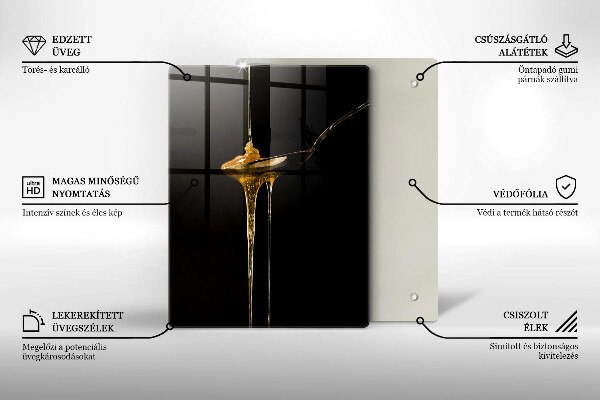 Tábua de cortar de vidro Uma colher de chá de mel