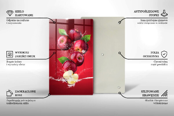 Tábua de cortar alimentos Maçãs suculentas na água