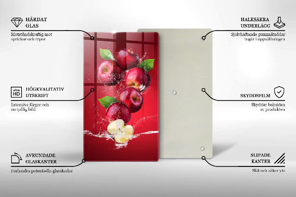 Tábua de cortar alimentos Maçãs suculentas na água