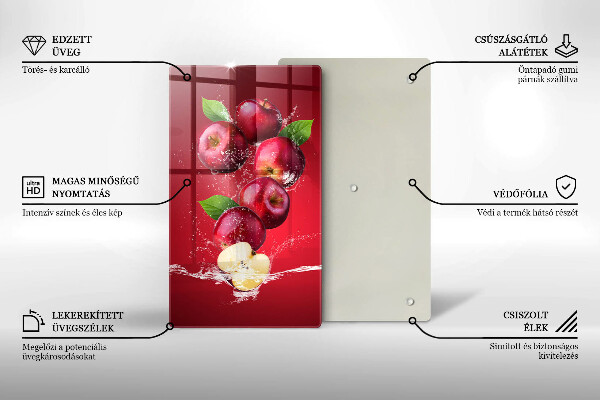 Tábua de cortar alimentos Maçãs suculentas na água