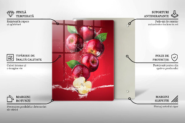 Tábua de cortar alimentos Maçãs suculentas na água