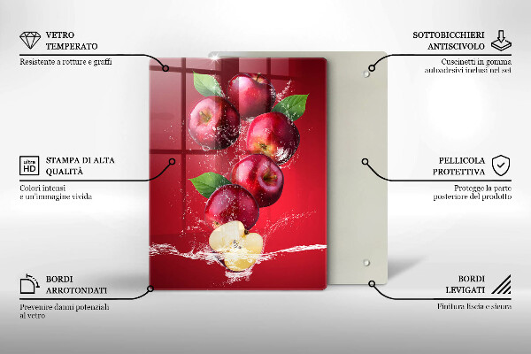 Tábua de cortar alimentos Maçãs suculentas na água