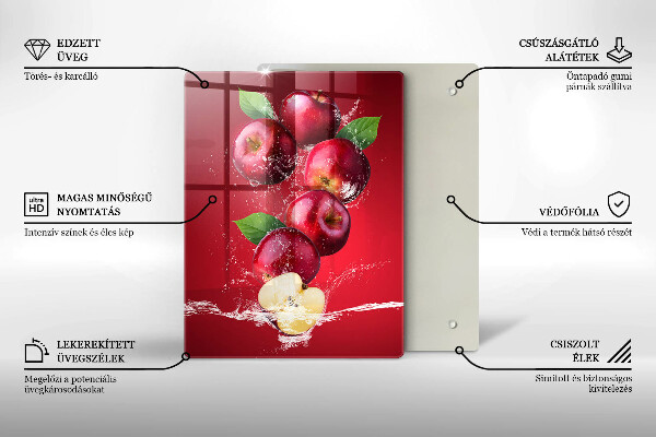 Tábua de cortar alimentos Maçãs suculentas na água
