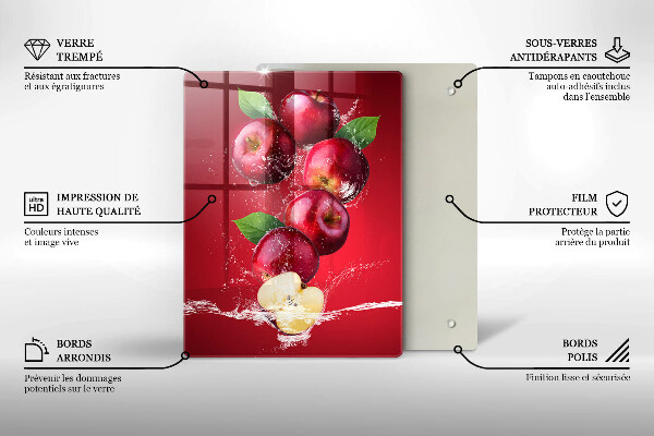 Tábua de cortar alimentos Maçãs suculentas na água