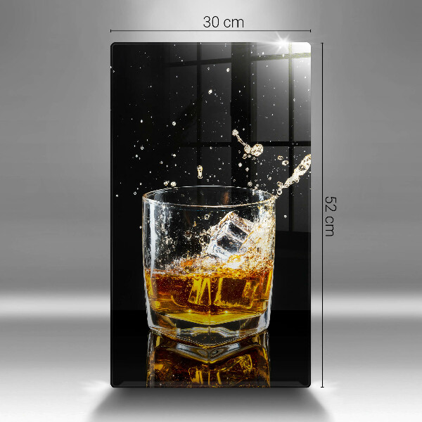 Tábua de corte de vidro Um copo de uísque