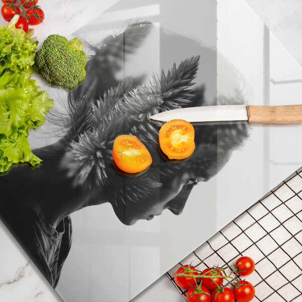 Tábua de cortar de vidro Mulher e a Floresta