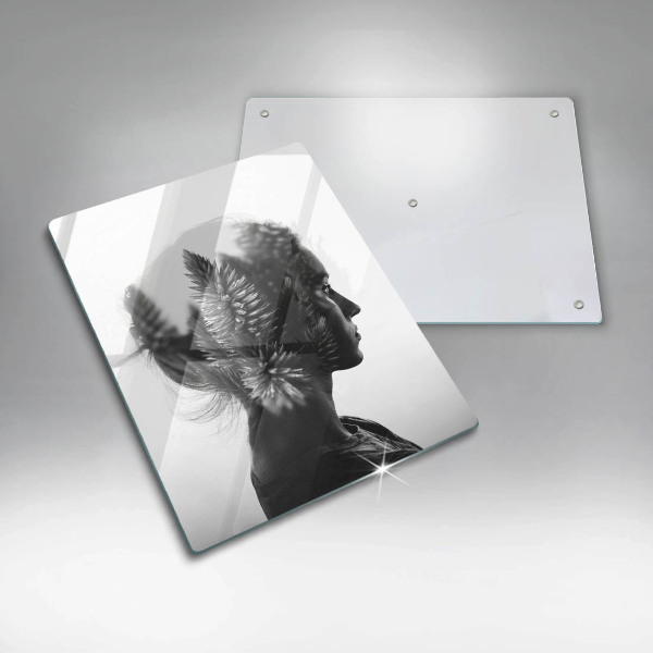 Tábua de cortar de vidro Mulher e a Floresta