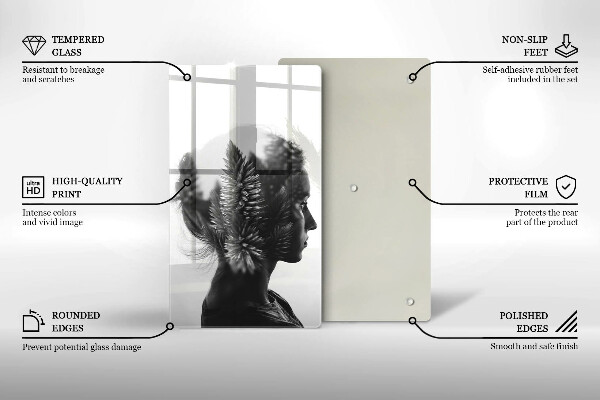 Tábua de cortar de vidro Mulher e a Floresta