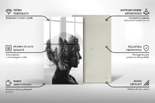 Tábua de cortar de vidro Mulher e a Floresta