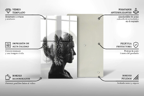 Tábua de cortar de vidro Mulher e a Floresta