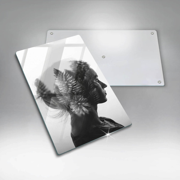 Tábua de cortar de vidro Mulher e a Floresta