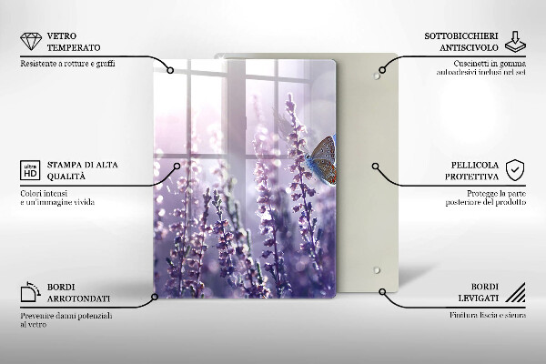 Tábua para cozinha Flores silvestres e uma borboleta