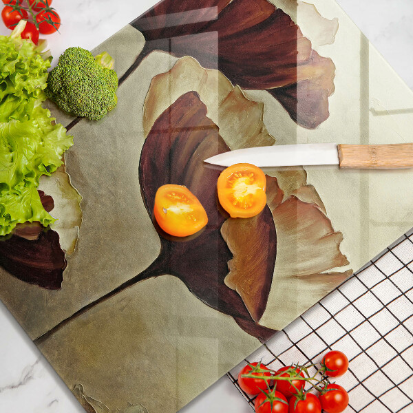 Tábua de vidro Flores boho pintadas