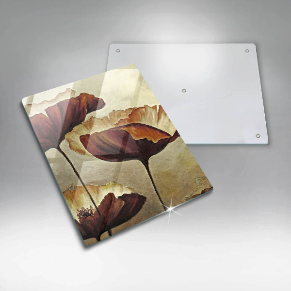 Tábua de vidro Flores boho pintadas