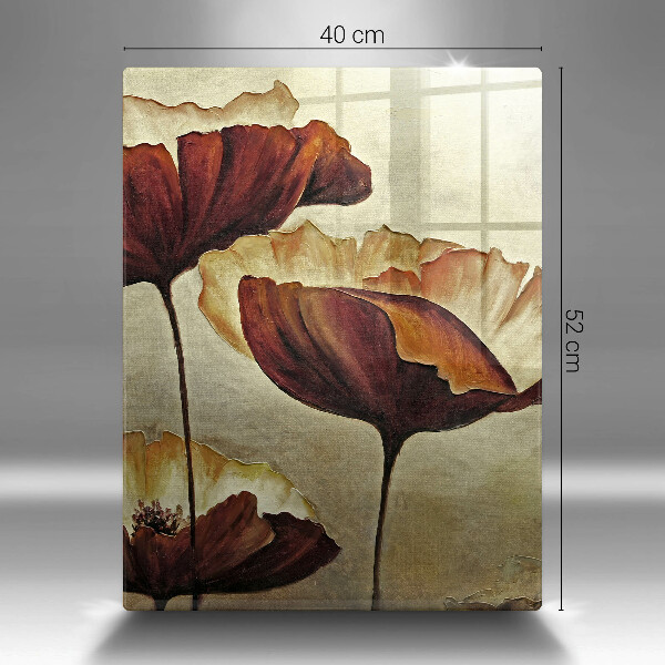 Tábua de vidro Flores boho pintadas