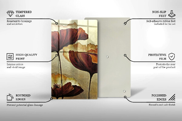 Tábua de vidro Flores boho pintadas