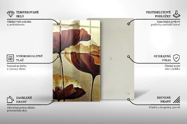 Tábua de vidro Flores boho pintadas