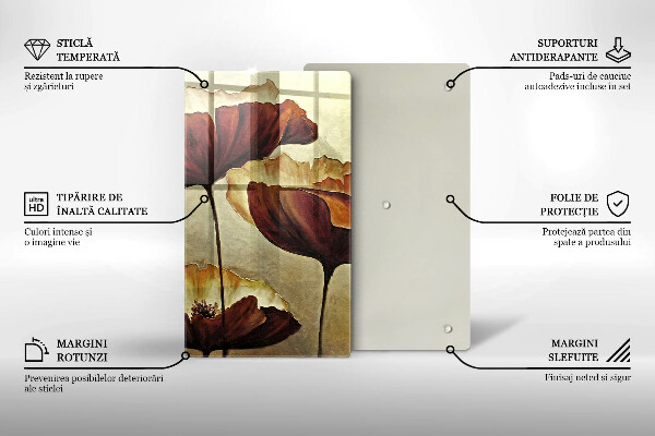 Tábua de vidro Flores boho pintadas