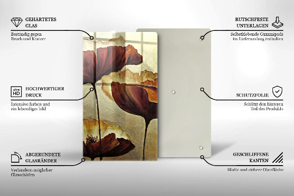 Tábua de vidro Flores boho pintadas