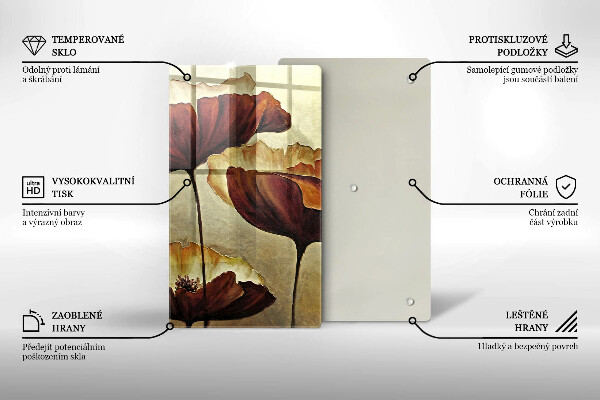 Tábua de vidro Flores boho pintadas