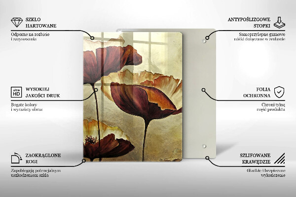 Tábua de vidro Flores boho pintadas