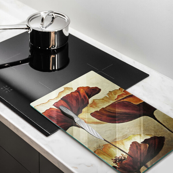 Tábua de vidro Flores boho pintadas