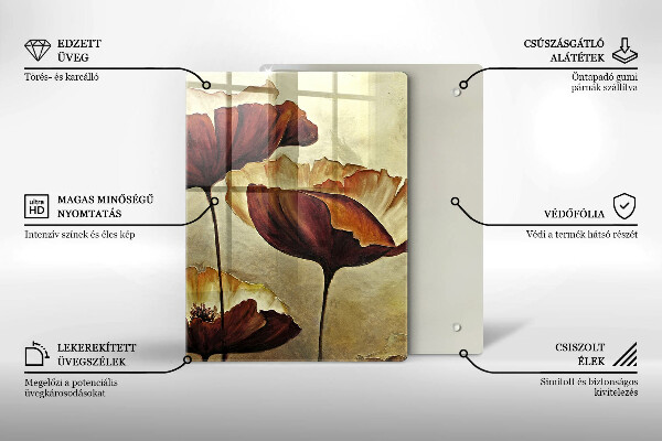 Tábua de vidro Flores boho pintadas