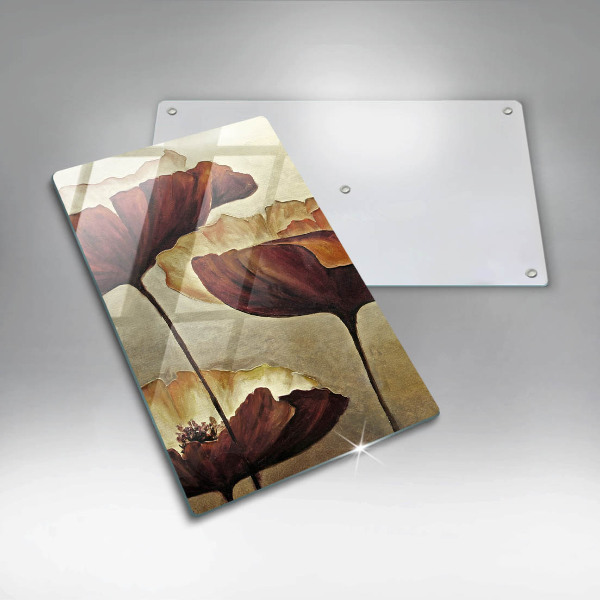 Tábua de vidro Flores boho pintadas