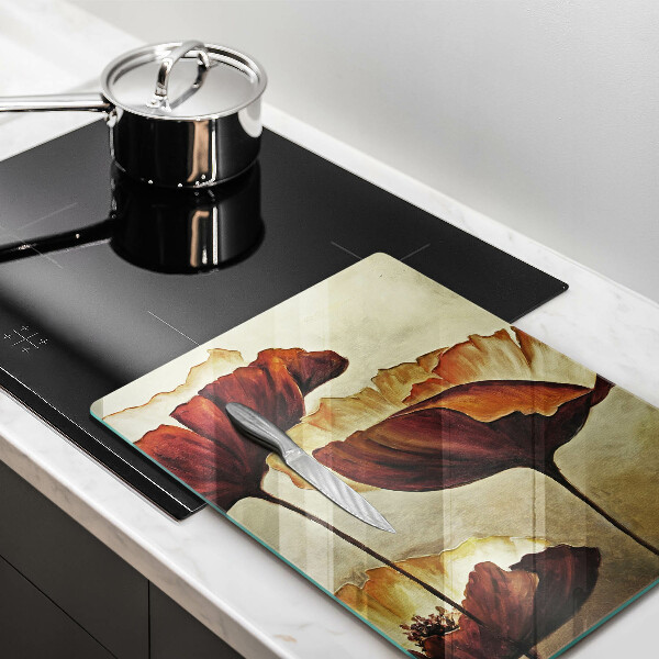 Tábua de vidro Flores boho pintadas