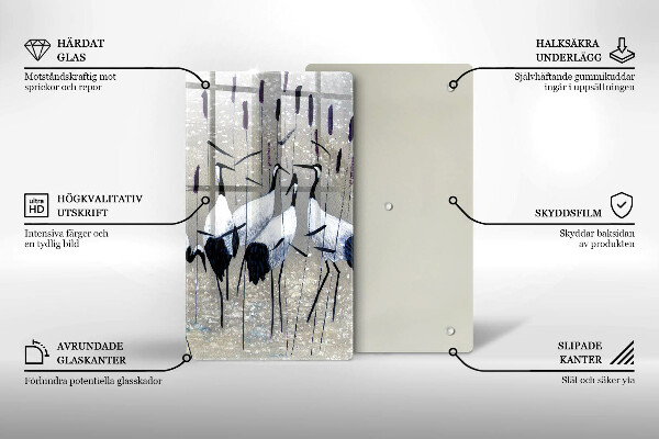 Tábua de cortar de vidro guindastes japoneses