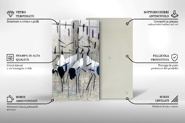 Tábua de cortar de vidro guindastes japoneses