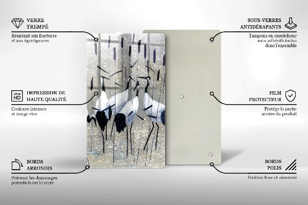 Tábua de cortar de vidro guindastes japoneses