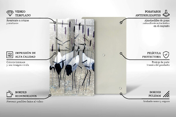 Tábua de cortar de vidro guindastes japoneses
