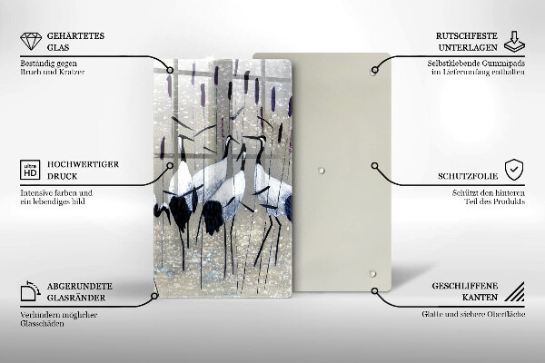 Tábua de cortar de vidro guindastes japoneses