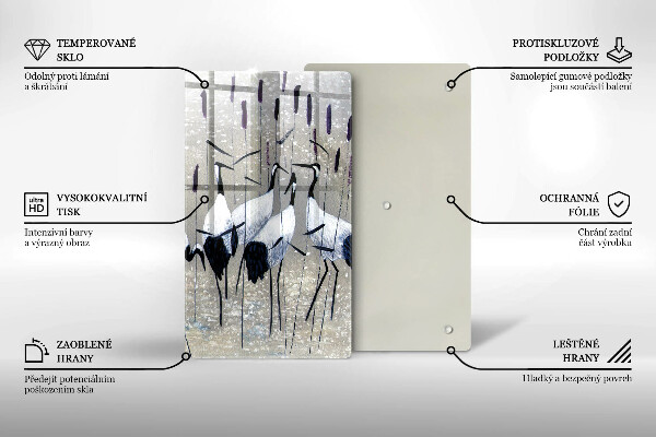 Tábua de cortar de vidro guindastes japoneses
