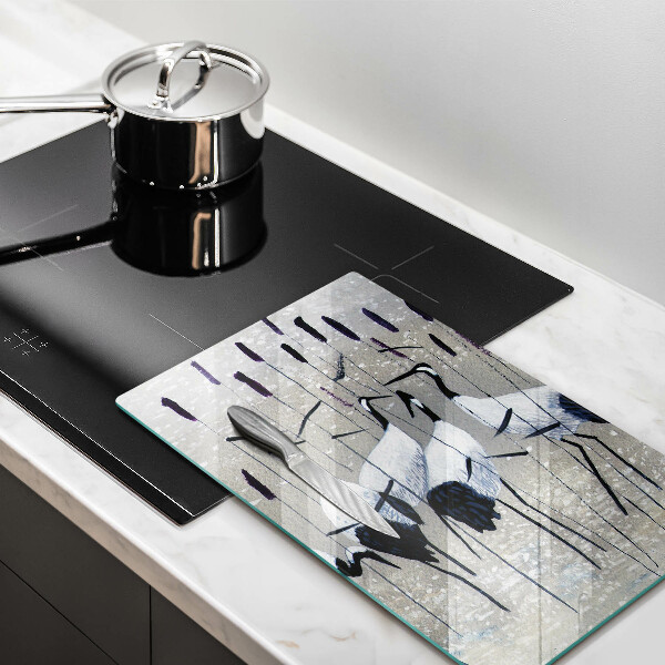 Tábua de cortar de vidro guindastes japoneses