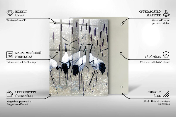 Tábua de cortar de vidro guindastes japoneses