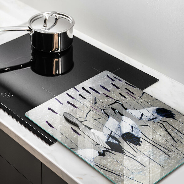 Tábua de cortar de vidro guindastes japoneses