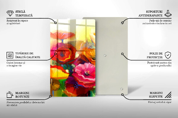 Tábua corte Flores coloridas pintadas