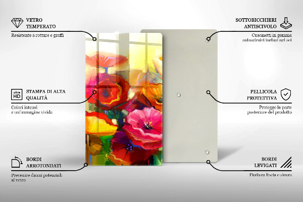 Tábua corte Flores coloridas pintadas