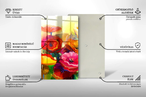 Tábua corte Flores coloridas pintadas